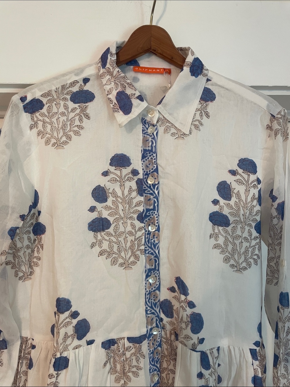 New Tuckernuck Oliphant Laguana Blue Long Sleeve Mini Shirt Dress size Large - Picture 6 of 15